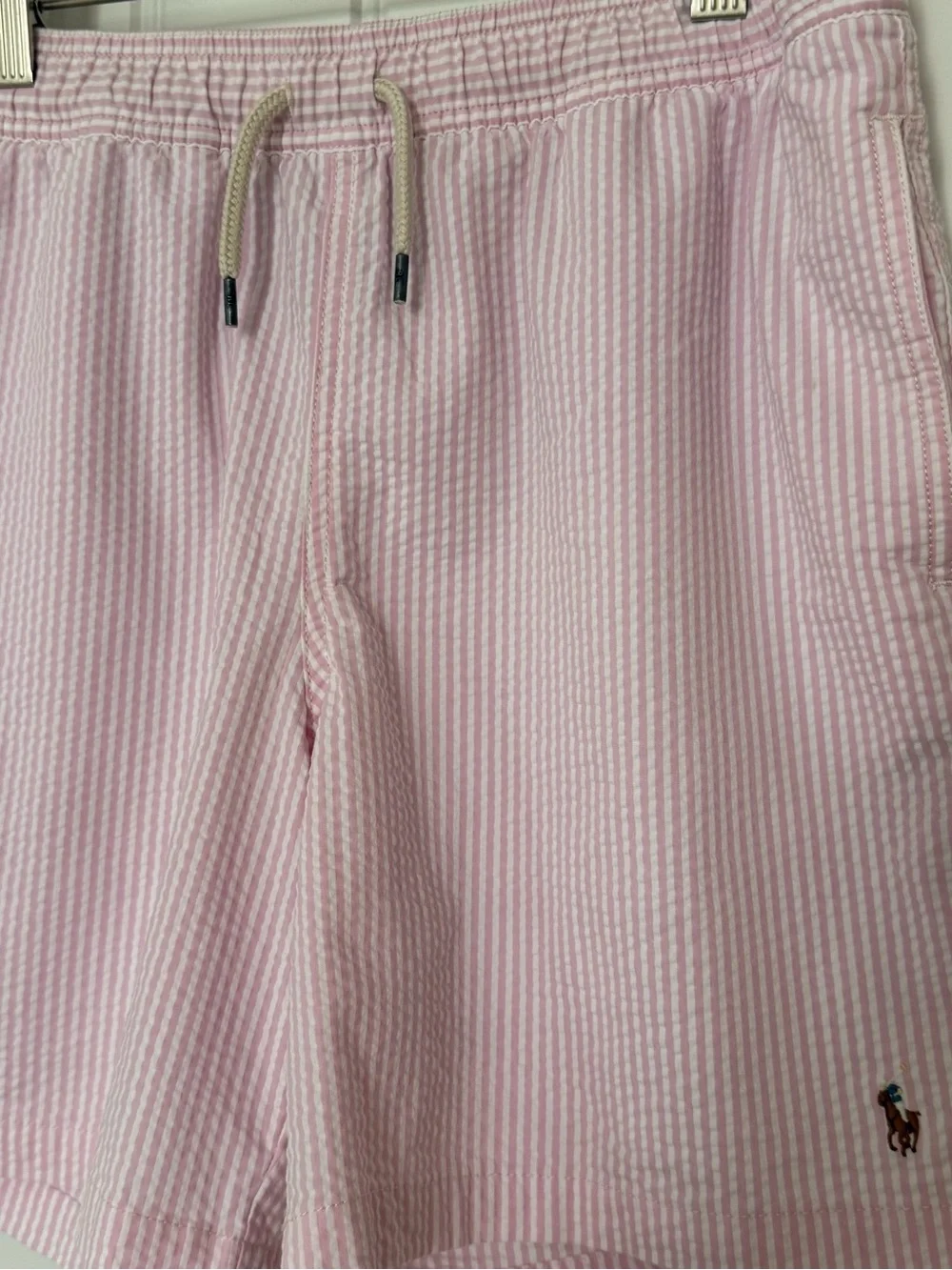 Polo Ralph Lauren Boys Traveler Stretch Seersucker Swim Trunks Size L (14-16)
